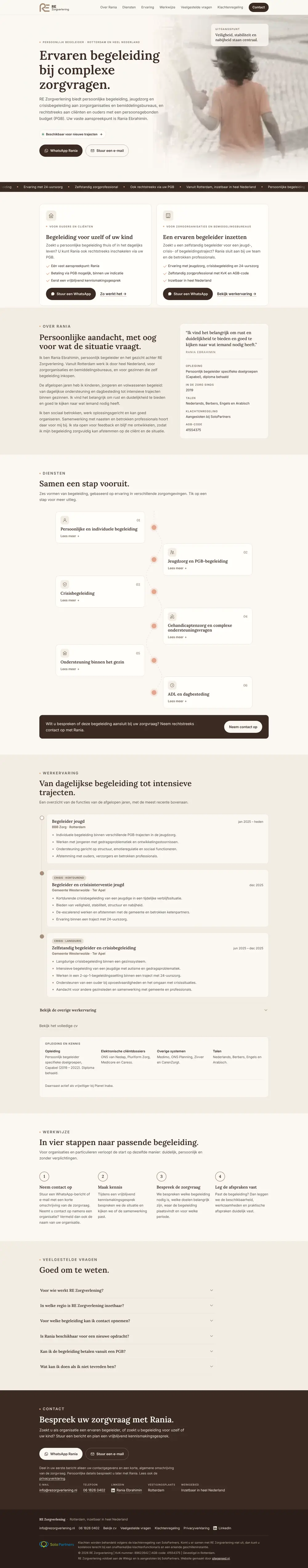 Website van RE Zorgverlening