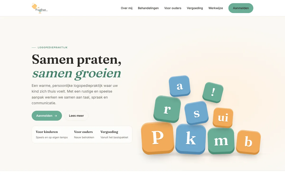 Website PraatPunt Logopedie